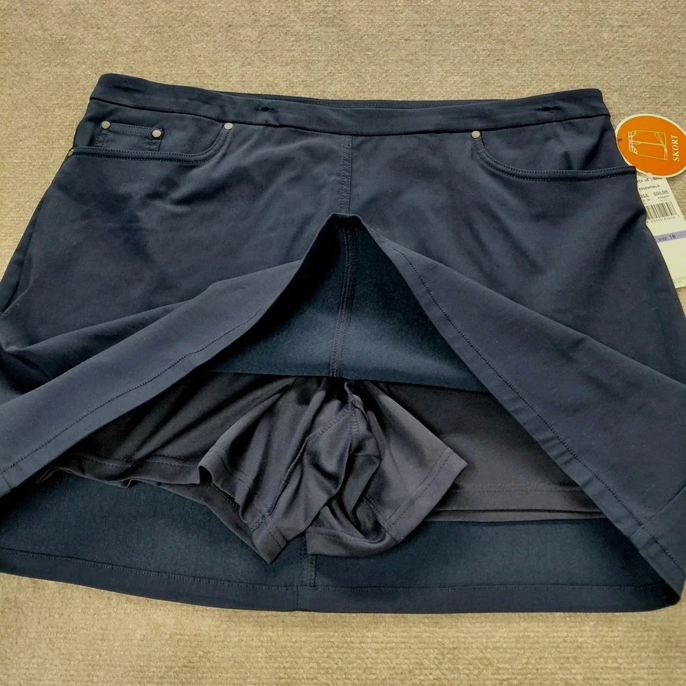 Hearts Of Palm Navy Blue Womens Skort Size 18 NEW Skirt Built In Shorts Pockets